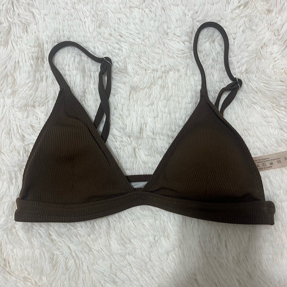SHEIN Brown Triangle Bikini Top
